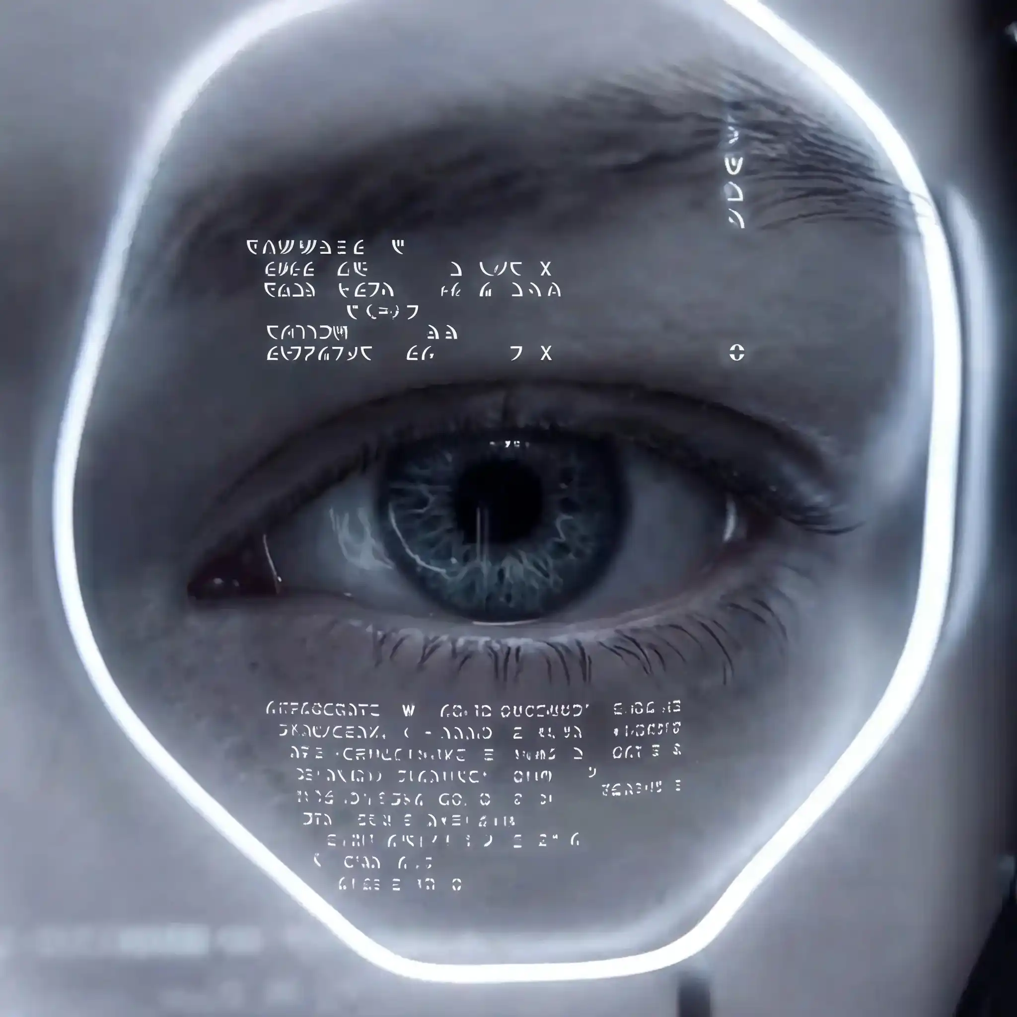 Perception par l'IA : œil humain au travers d'une visière transparente, métaphore de la compréhension des données par les agents IA